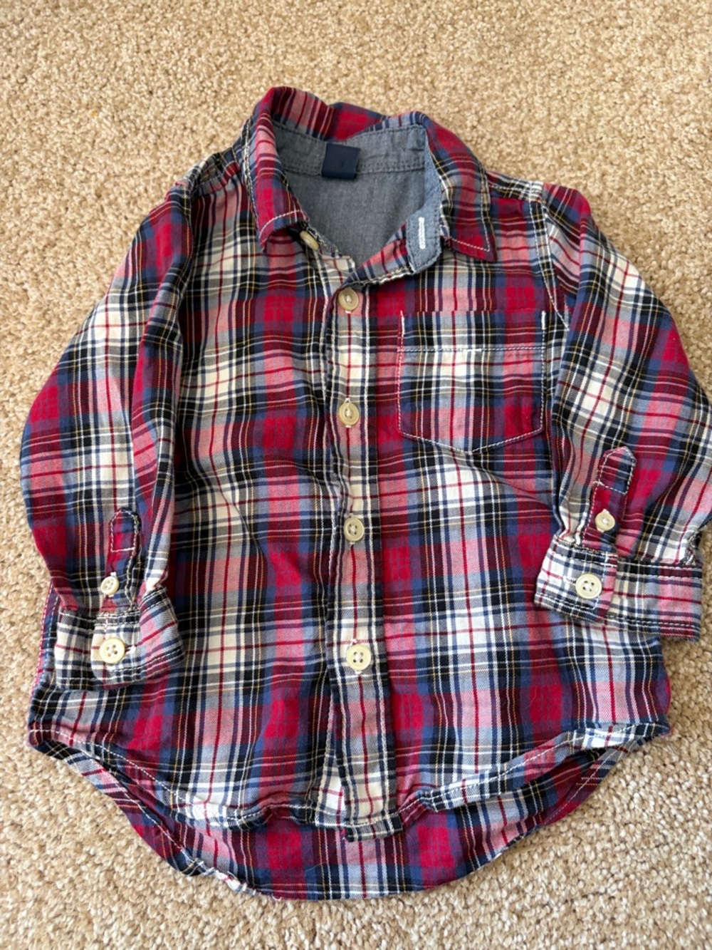 GAP Red and Navy Plaid Button-Down Shirt
